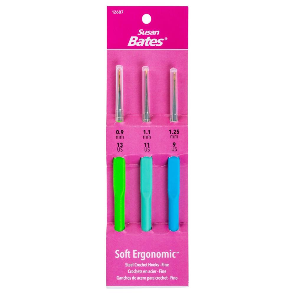 Susan Bates Steelite Soft Ergonomic Steel Crochet Hook Set - Fine