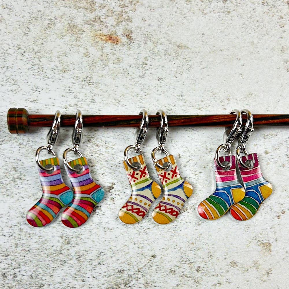Socks Crochet Stitch Markers In A Tin