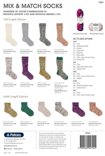 Mix and Match Socks Pattern Book - 7023