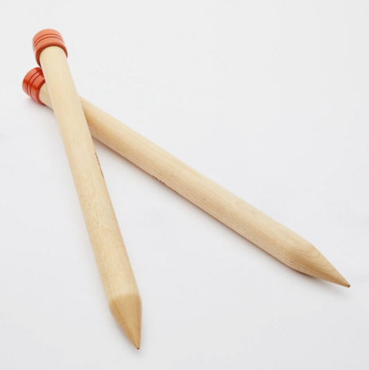 KnitPro "Basix" Birch Wood Jumbo Single Point Knitting Needles - 30cm