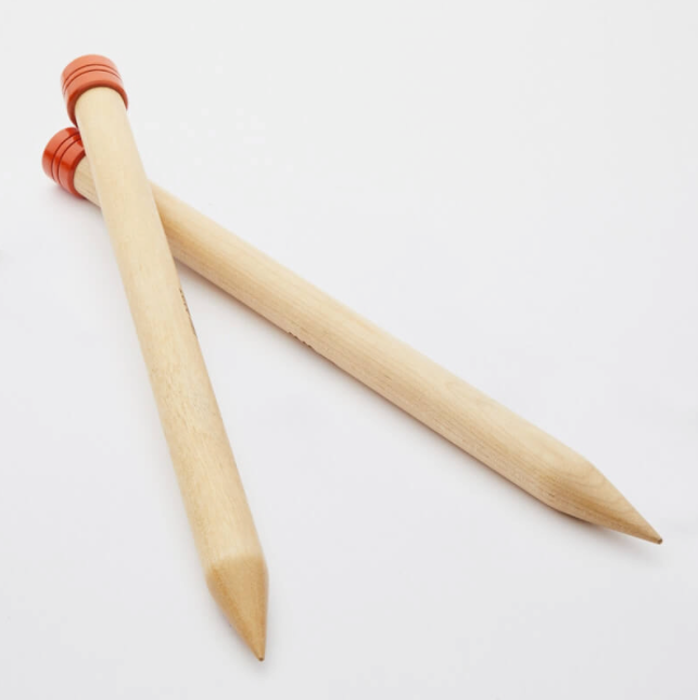 KnitPro "Basix" Birch Wood Jumbo Single Point Knitting Needles - 30cm
