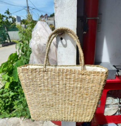 Natural Seagrass Rectangle Basket with Lining