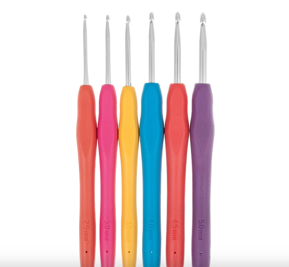 MILWARD DISPLAY SOFT GRIP CROCHET HOOKS – Pack of 6 SIZES (2.5MM TO 5.0MM)