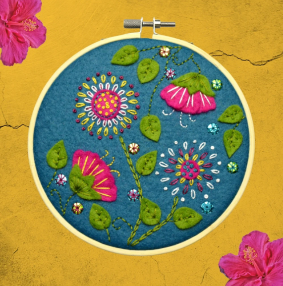 Felt Tropical Flowers Applique Hoop Kit