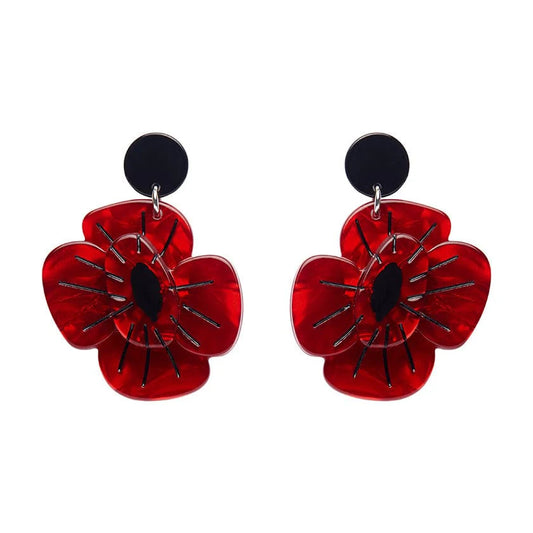 Remembrance Poppy Drop Earrings