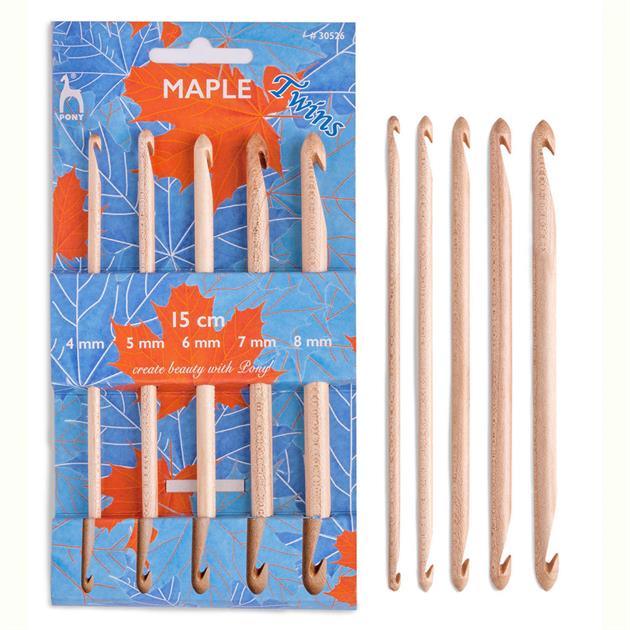 MAPLE CROCHET HOOKS DOUBLE ENDED 15CM ASST SIZES