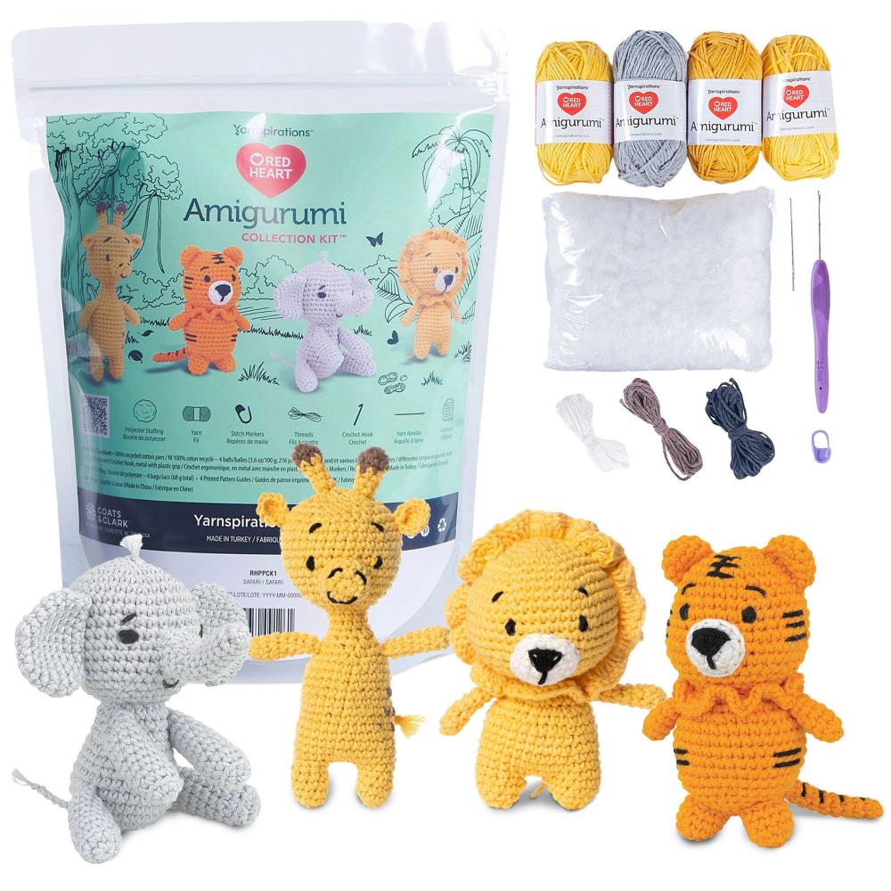 Red Heart Amigurumi Crochet Kit Collection (four different amigurumi friends in each kit)