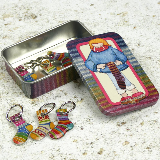 Socks Stitch Markers In A Tin