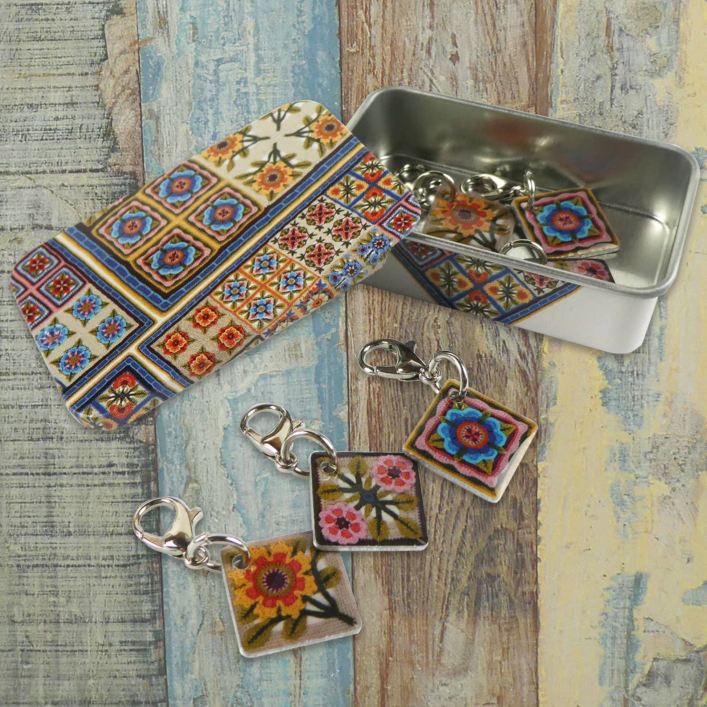 Spirit of Flora Crochet Stitch Markers In A Tin (Set of 6)