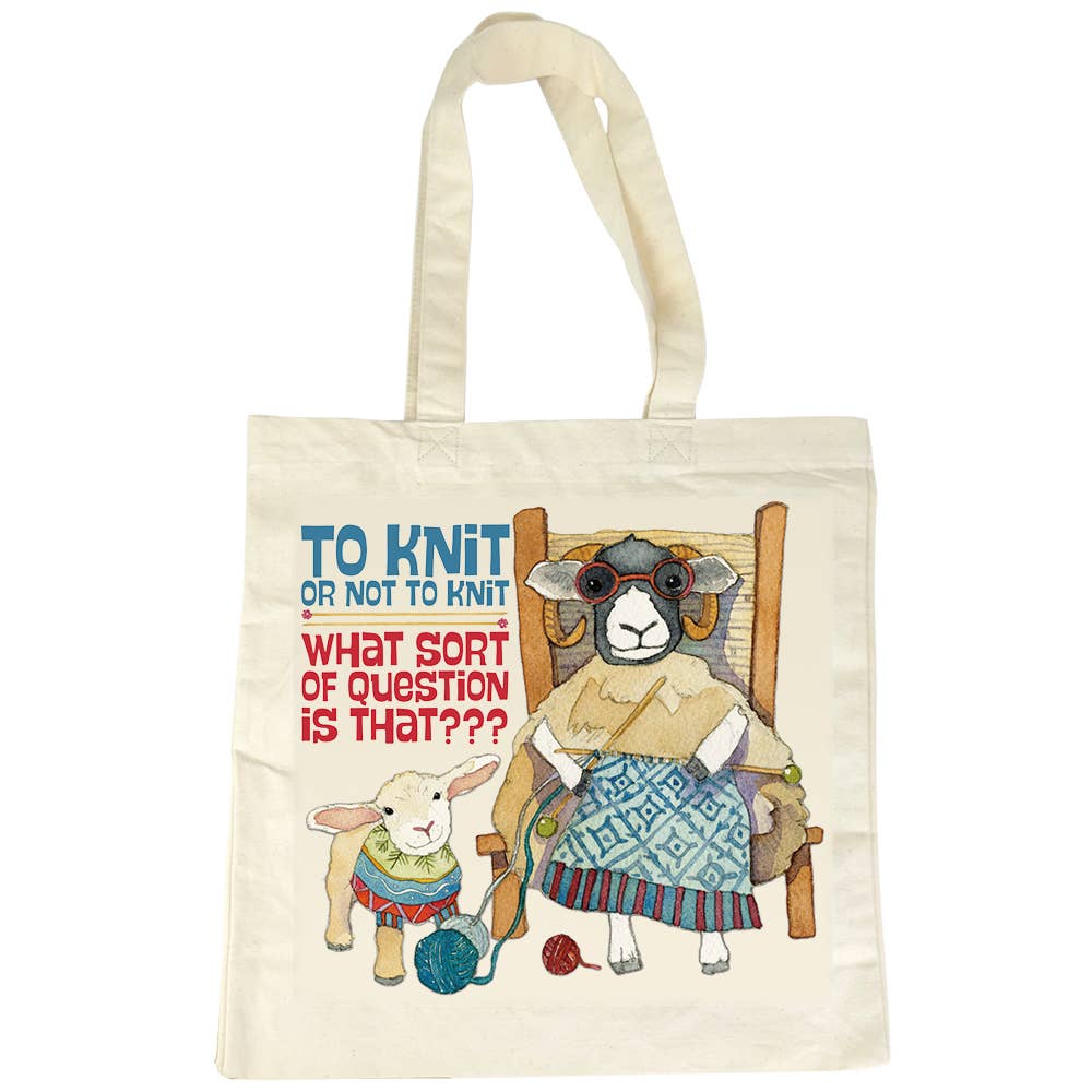 Knit Or Not To Knit - Cotton Canvas Bag
