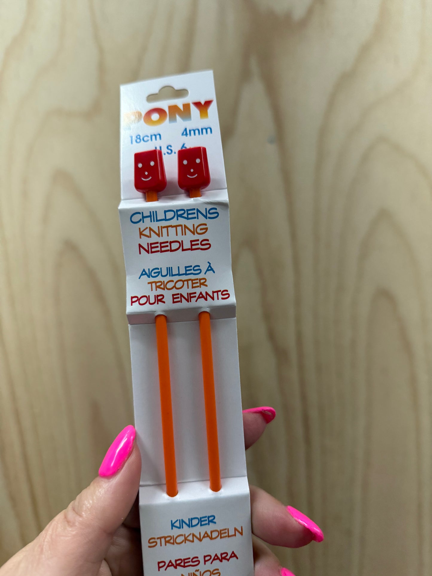Pony Children's Knitting Needles with Happy Faces 4mm