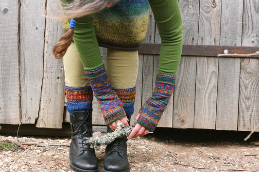 Austra’s boot cuffs and wrist warmers