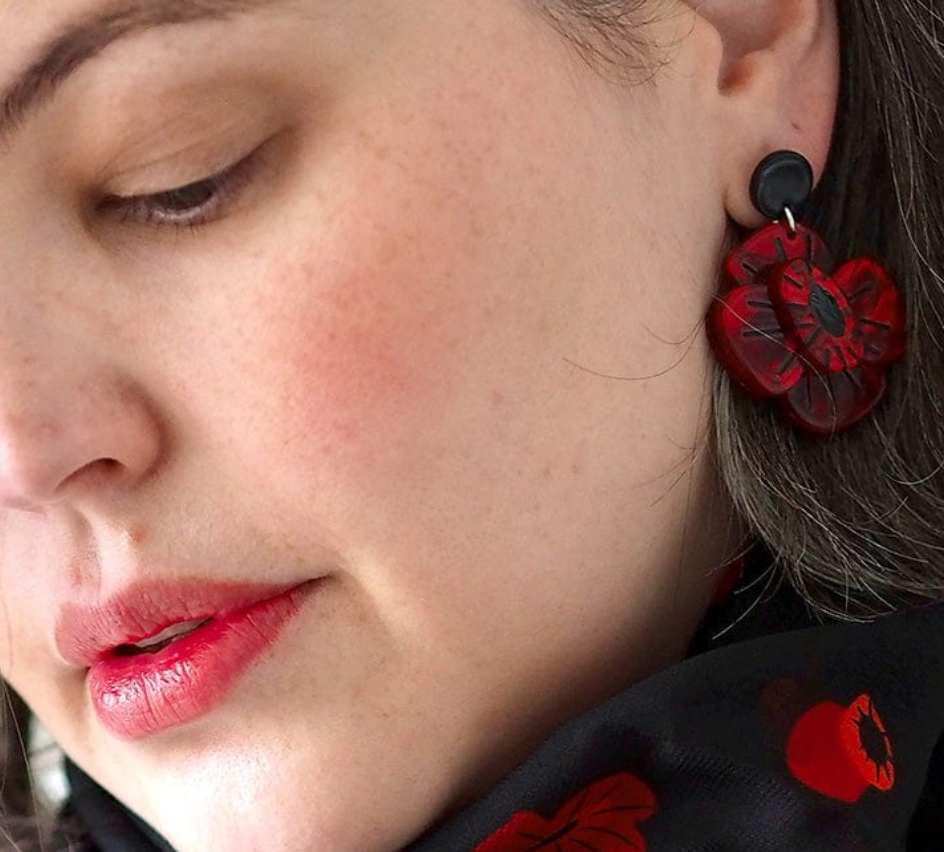 Remembrance Poppy Drop Earrings Yarn Me Calm