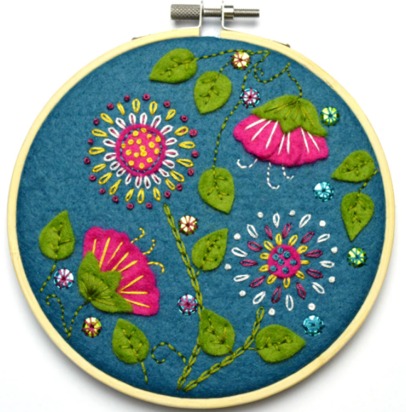 Felt Tropical Flowers Applique Hoop Kit