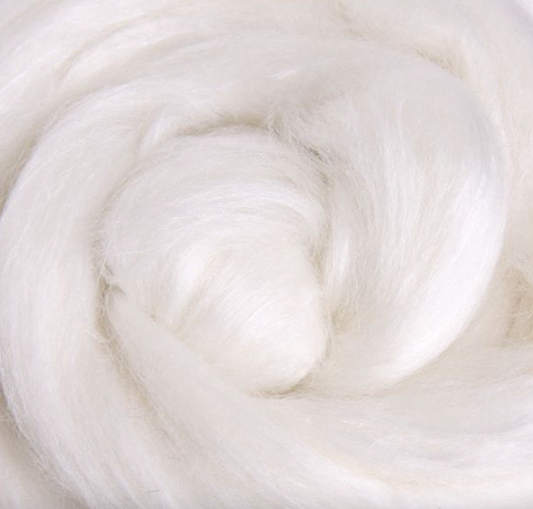 20% White Silk / 30% Alpaca / 50% Merino Blend Sliver - 100 gm Bag