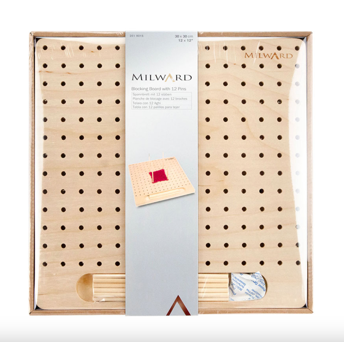 MILWARD BLOCKING BOARD W. 12PINS/PLYWOOD/2X30X30CM