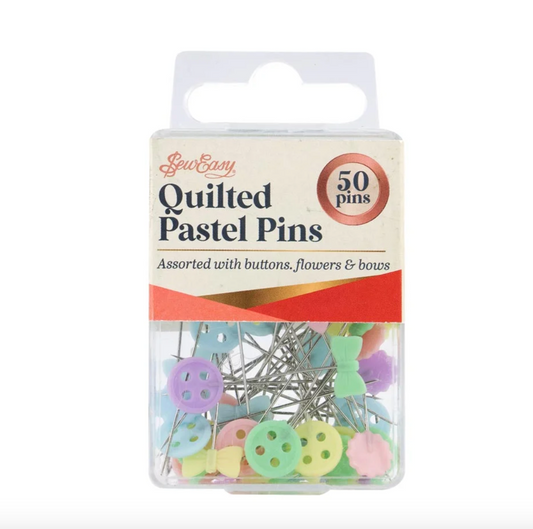 SEW EASY PINS QUILTING PASTEL PLASTIC 50PK