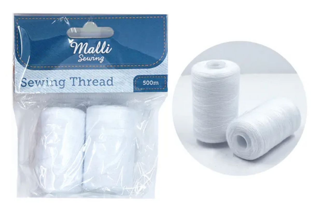 SEWING THREAD - 500M WHITE 2PK