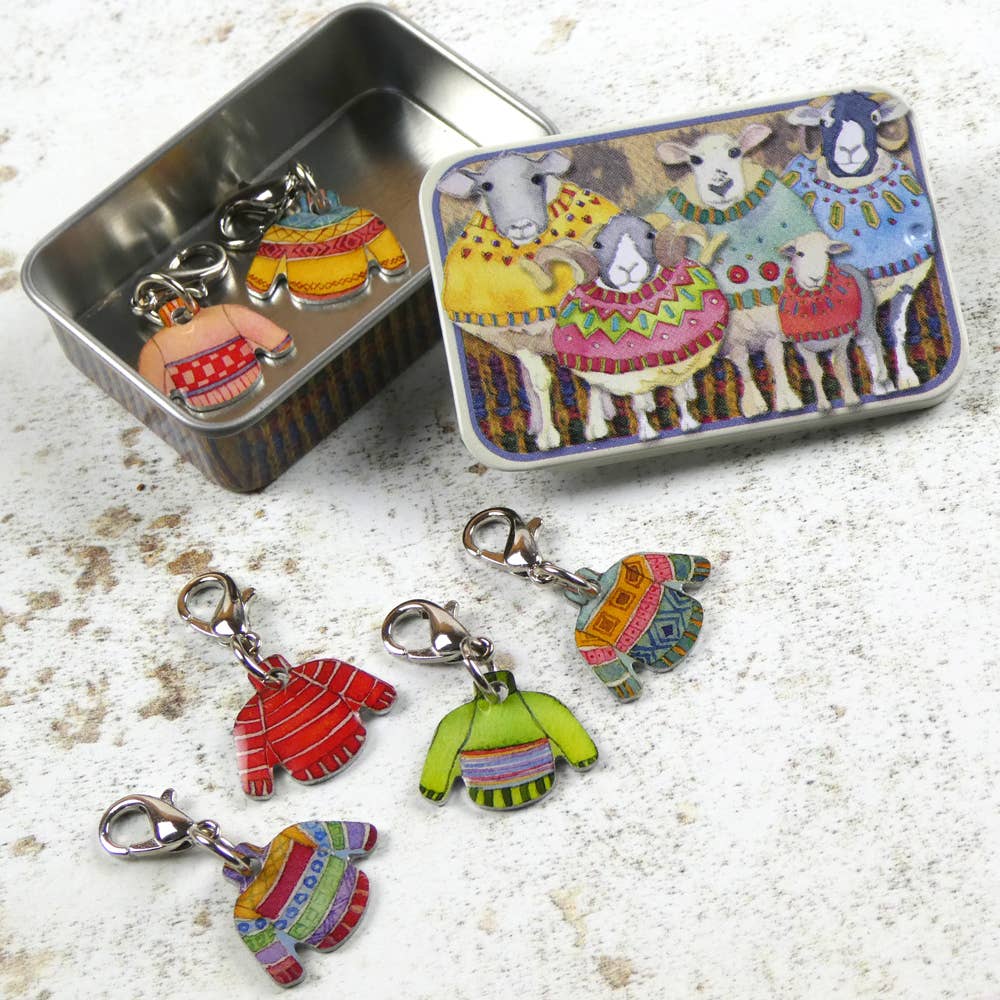 Jumper Crochet Markers In A Sheep Tin