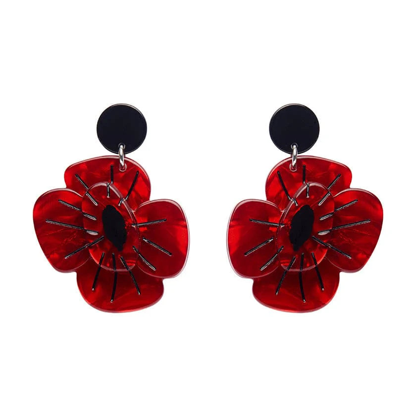 Remembrance Poppy Drop Earrings