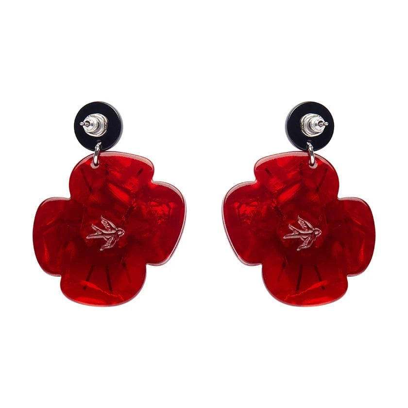 Remembrance Poppy Drop Earrings