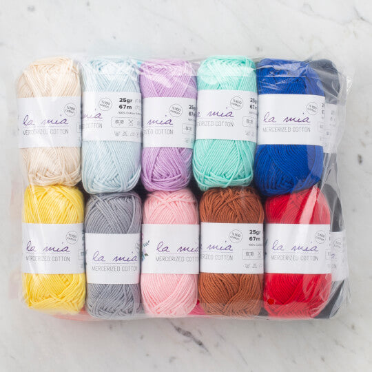 La Mia Mini Mercerised 20 Skeins Yarn Assorted Colours