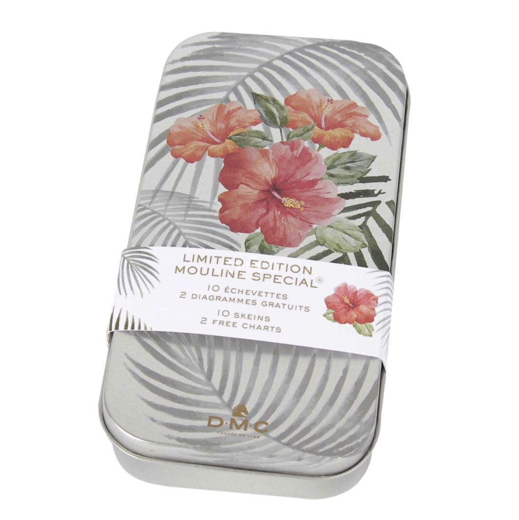 DMC Limited Edition Floral Tin (with 10 skeins and 2 free charts)